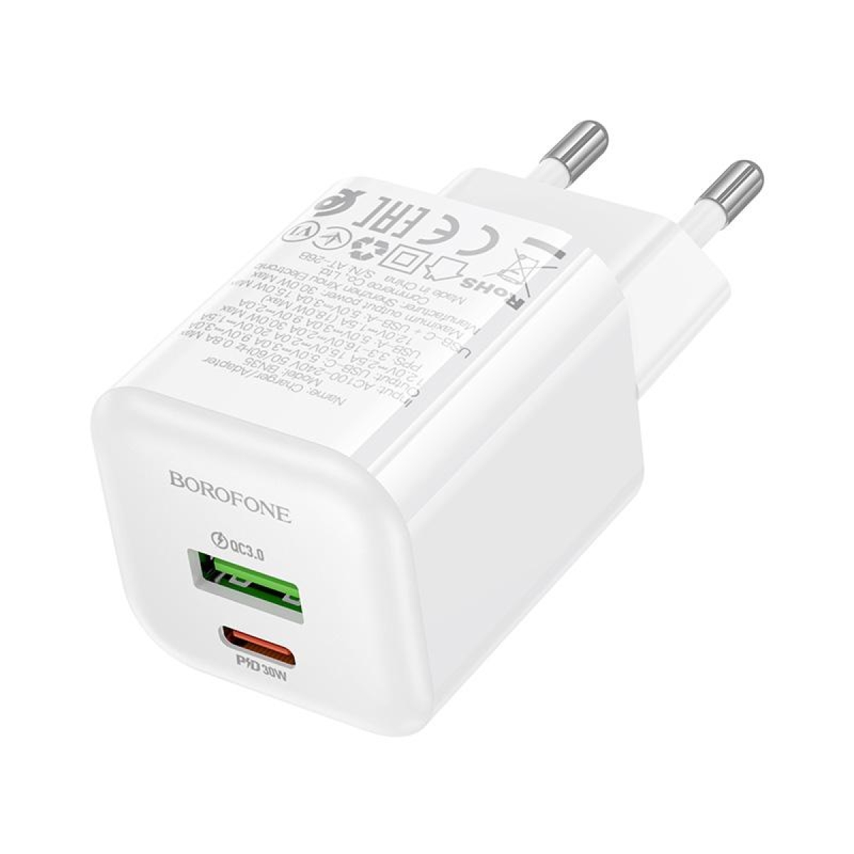 Φορτιστής Ταχείας Φόρτισης PD 30W με USB-C και USB-A QC3.0 Borofone BN35 - Image 4
