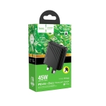 Φορτιστής USB-C 45W HOCO CS26B με 3 Θύρες και Βύσμα UK