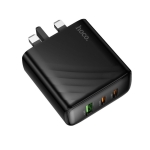 Φορτιστής USB-C 45W HOCO CS26B με 3 Θύρες και Βύσμα UK