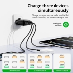 Φορτιστής USB-C 45W HOCO CS26B με 3 Θύρες και Βύσμα UK