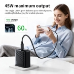 Φορτιστής USB-C 45W HOCO CS26B με 3 Θύρες και Βύσμα UK