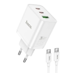 Φορτιστής USB-C 65W HOCO N75 με 2 USB-C και 1 USB-A EU