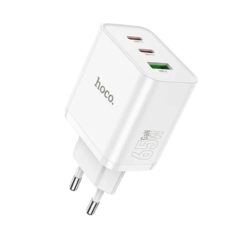 Φορτιστής USB-C 65W HOCO N75 με 2 USB-C και 1 USB-A EU