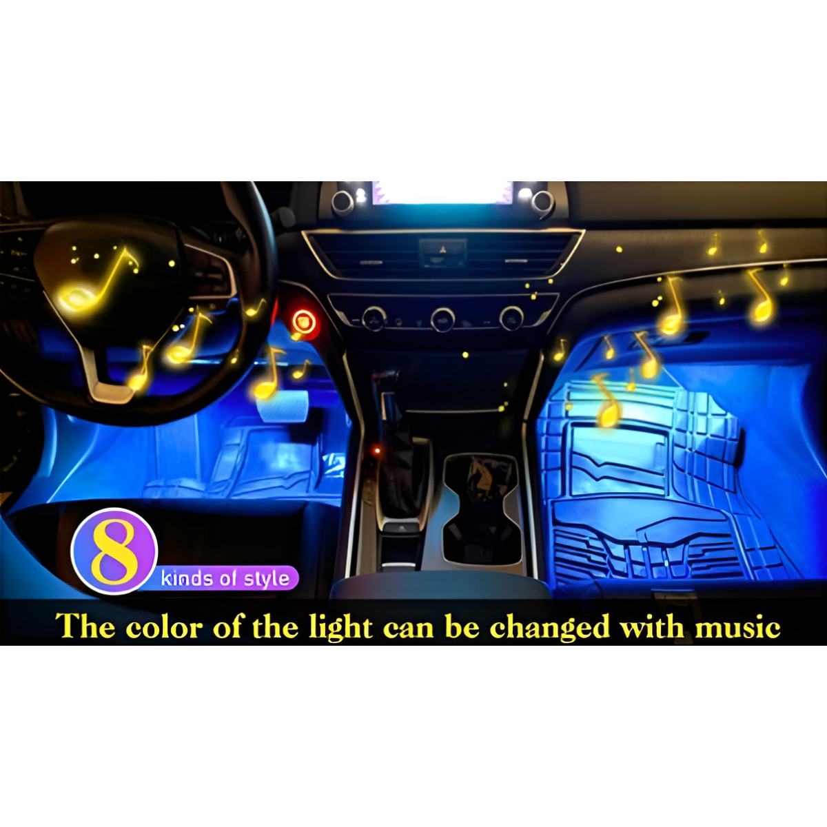 Φωτισμός Εσωτερικού Αυτοκινήτου LED RGB 12V με Τηλεχειριστήριο W09485 - Image 2