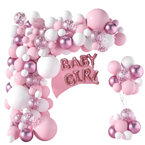 Γιρλάντα Μπαλονιών Baby Girl Σετ 118 Τεμαχίων 3m Party Go FD0955