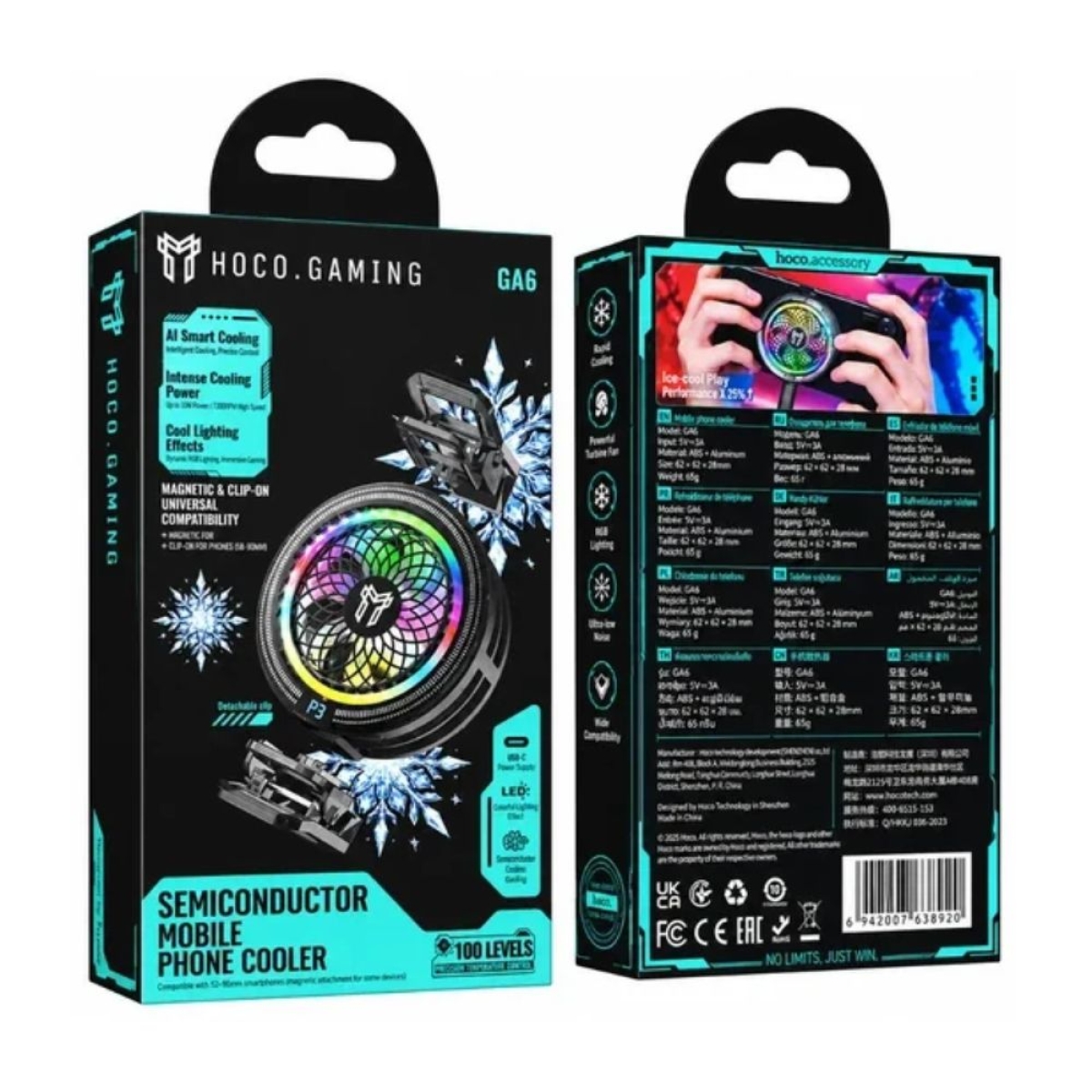 Hoco GA6 Glacier Cooler Κινητού RGB με Μαγνήτη και Κλιπ