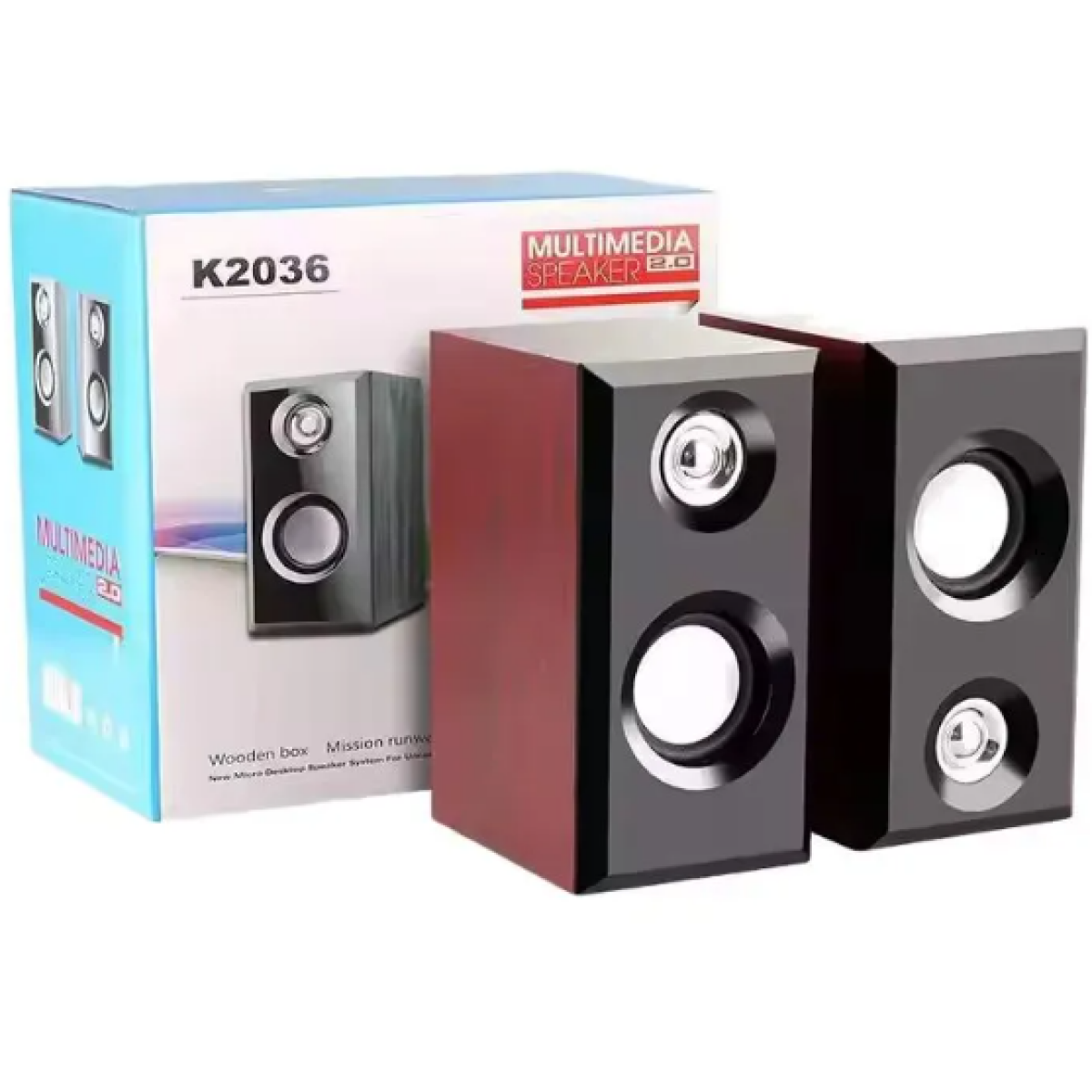 Ηχεία Υπολογιστή 2.0 Stereo 5W με USB, Jack 3.5mm και Ρύθμιση Έντασης K2036 - Image 2