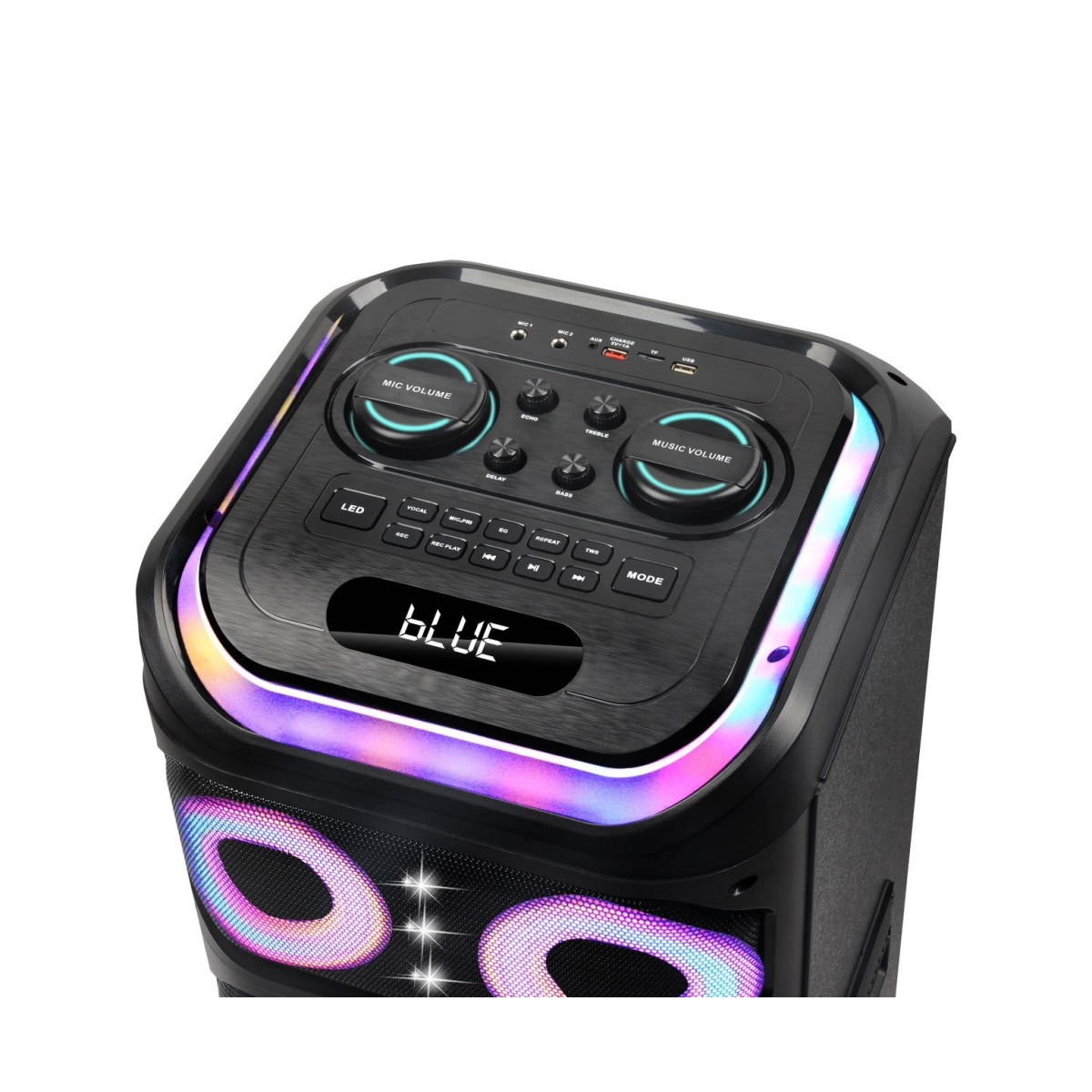 Ηχείο Bluetooth 2x12" 100W με RGB LED & 2 Ασύρματα Μικρόφωνα JBR-1231 - Image 2