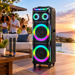 Ηχείο Bluetooth 2x12" 100W με RGB LED & 2 Ασύρματα Μικρόφωνα JBR-1231 - Image 5