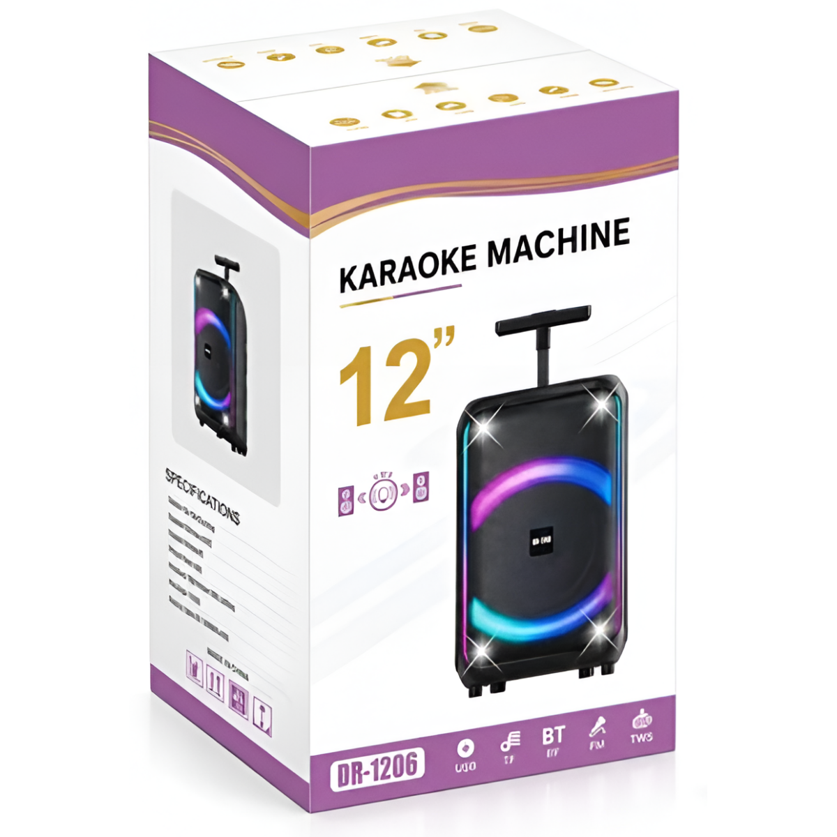 Ηχείο Bluetooth Karaoke 12" 40W με RGB LED & Ασύρματο Μικρόφωνο DR-1206
