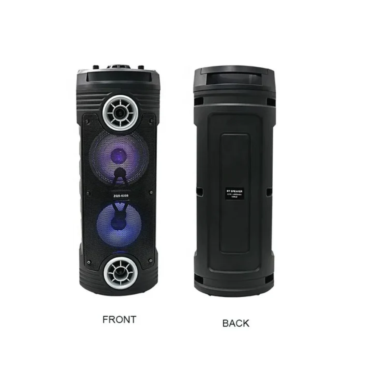 Ηχείο Bluetooth Karaoke 25W με 2 Ηχεία 6.5", Ασύρματο Μικρόφωνο και Φωτισμό RGB ZQS6208 - Image 4