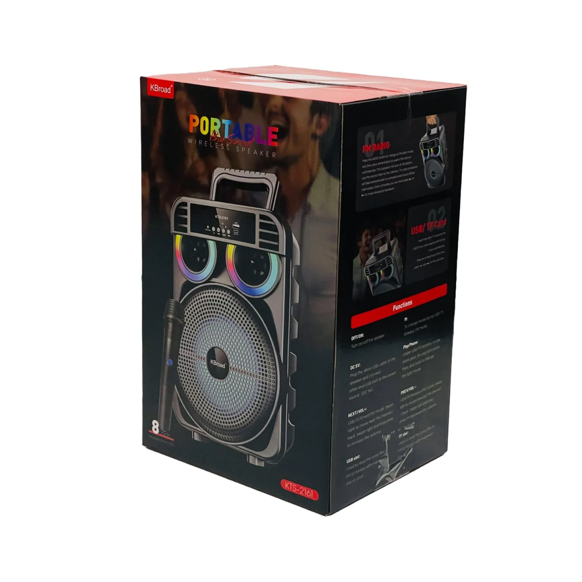 Ηχείο Bluetooth Karaoke με Ασύρματο Μικρόφωνο, FM και USB KBroad KTS-2161 - Image 4