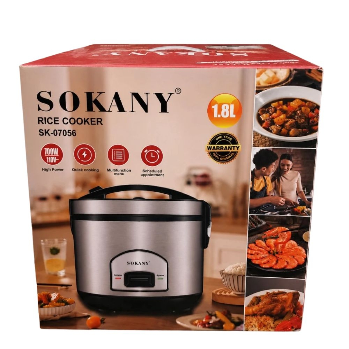 Ηλεκτρικός Βραστήρας Ρυζιού SOKANY SK-07056 Χωρητικότητας 1,8L 700W με Καπάκι