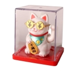 Ηλιακή Γάτα Τύχης Maneki Neko Λευκή 7 εκ.