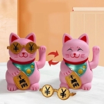 Ηλιακή Γάτα Τύχης Maneki Neko Λευκή 7 εκ.