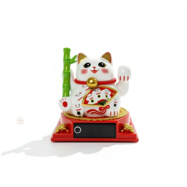 Ηλιακή Γάτα Τύχης Maneki Neko με Κινούμενο Χέρι 456-34Q