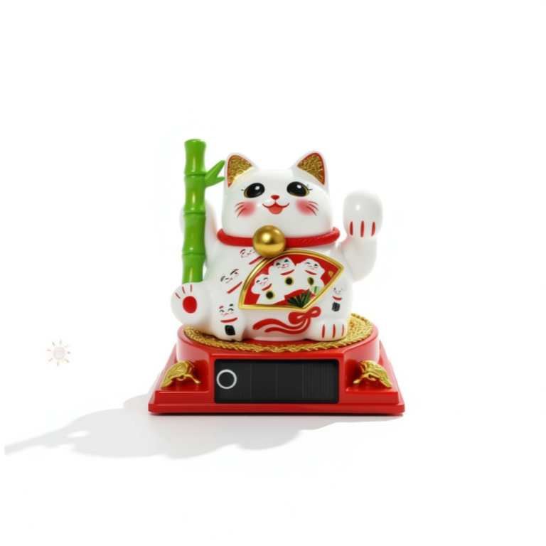Ηλιακή Γάτα Τύχης Maneki Neko με Κινούμενο Χέρι 456-34Q