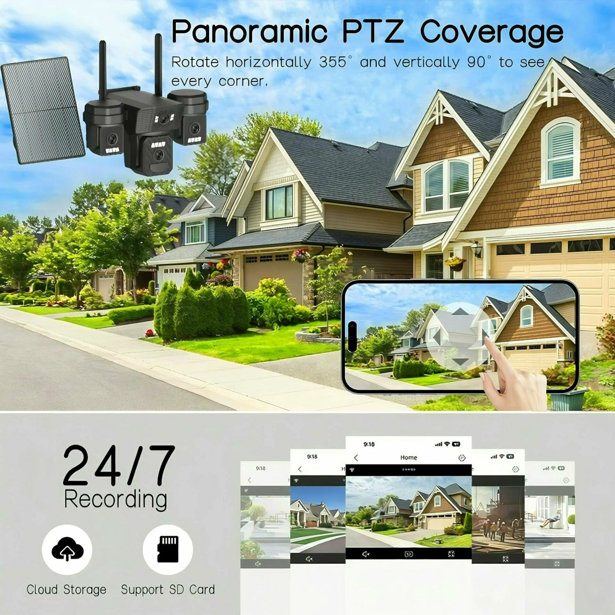 Ηλιακή Κάμερα Ασφαλείας 6MP με 3 Φακούς, WiFi/4G, PTZ και Νυχτερινή Λήψη V302-4G - Image 11