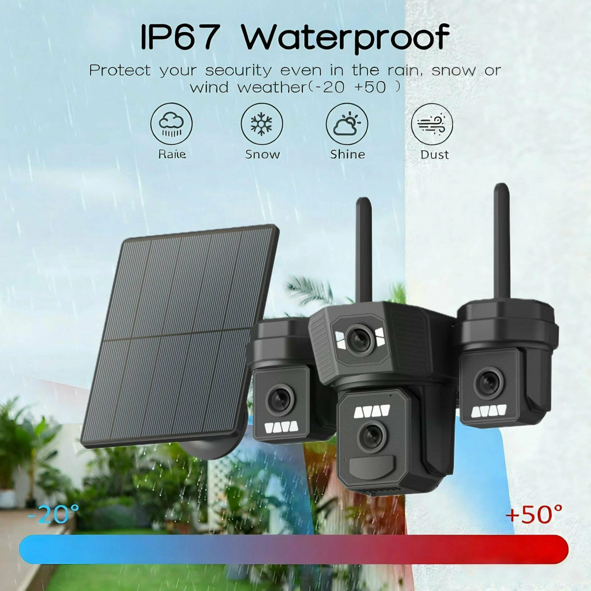 Ηλιακή Κάμερα Ασφαλείας 6MP με 3 Φακούς, WiFi/4G, PTZ και Νυχτερινή Λήψη V302-4G - Image 4