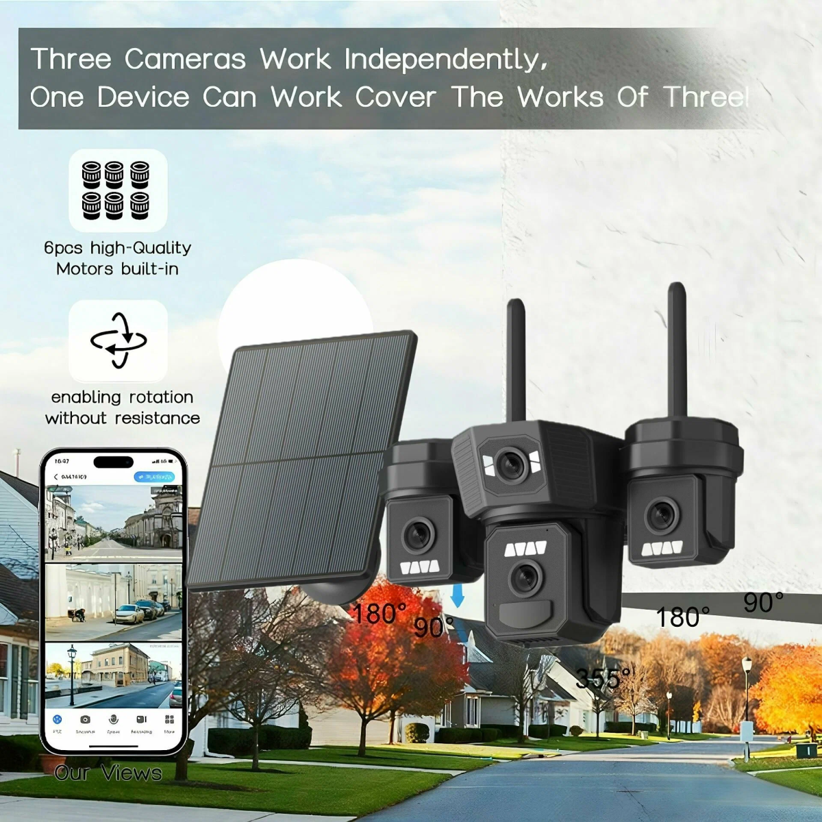Ηλιακή Κάμερα Ασφαλείας 6MP με 3 Φακούς, WiFi/4G, PTZ και Νυχτερινή Λήψη V302-4G - Image 7