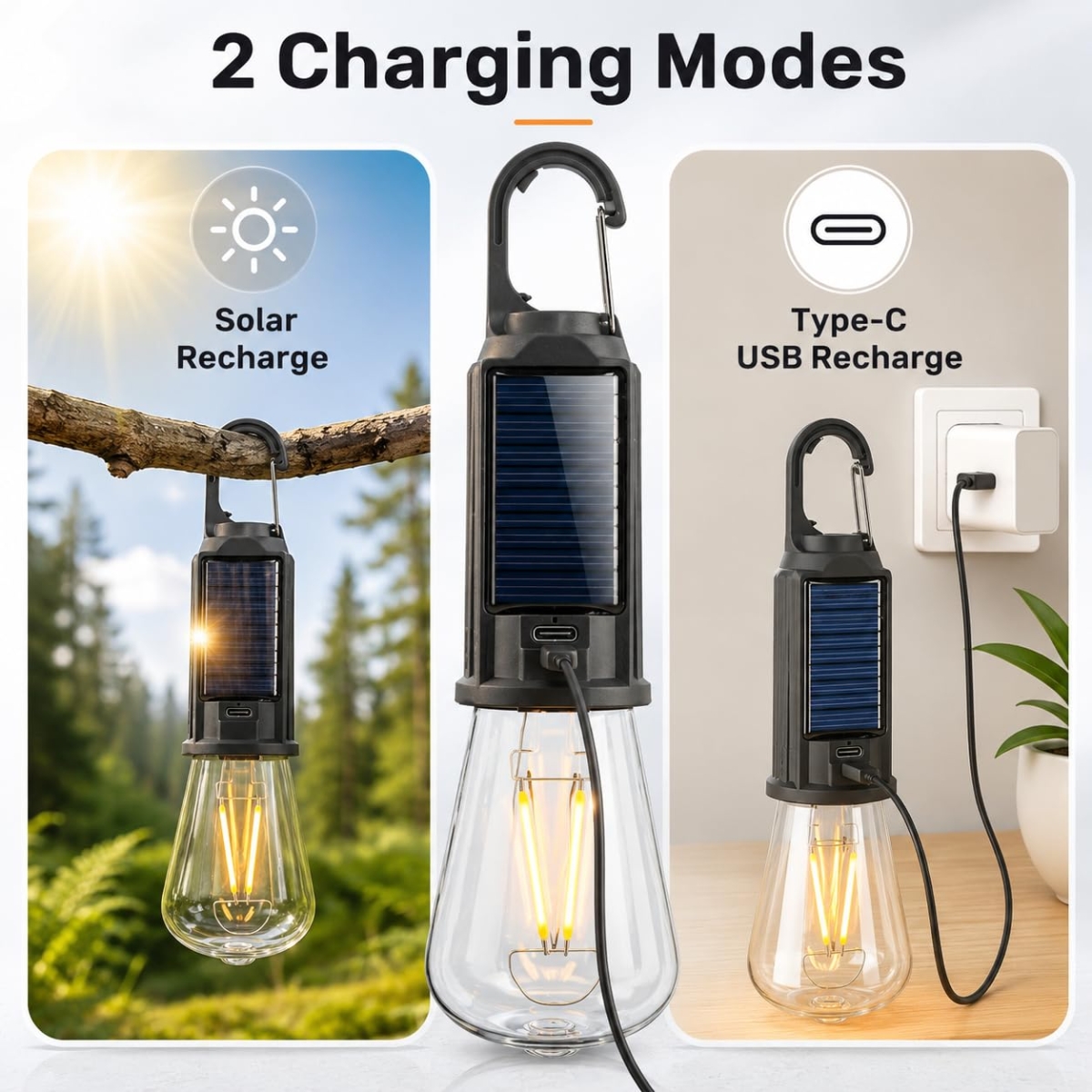 Ηλιακή Λάμπα Κρεμαστή LED 10W με Γάντζο Επαναφορτιζόμενη Aerbes AB-TY287 - Image 2