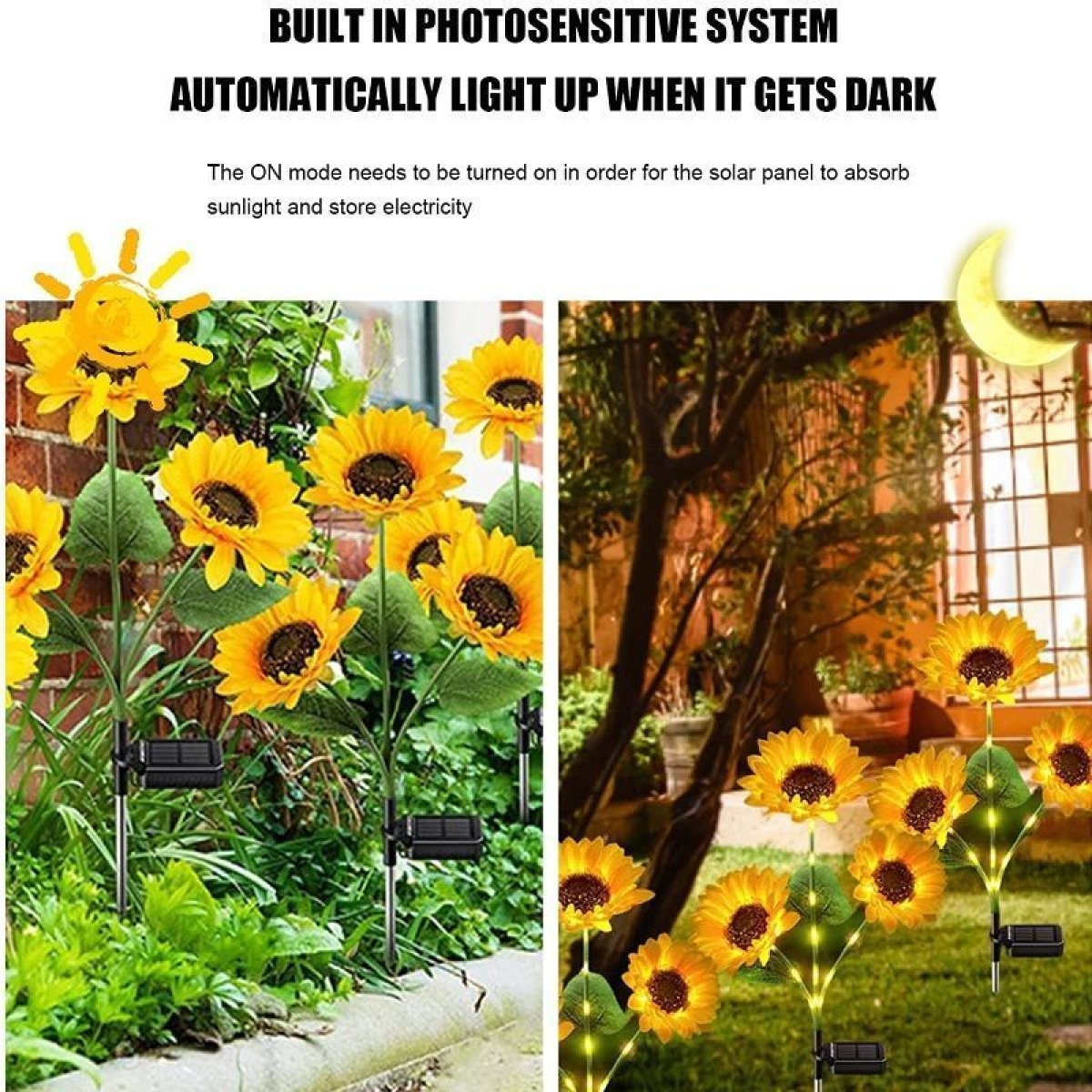 Ηλιακό Φωτιστικό Κήπου LED Ηλιοτρόπιο 72cm με Θερμό Λευκό Φως - 1 τεμάχιο - Image 6