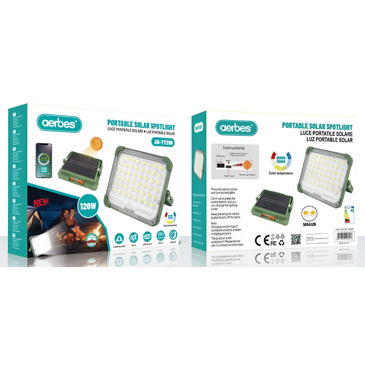 Ηλιακός Προβολέας 120W 505 LED Aerbes AB-TY290