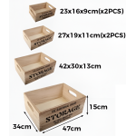 Kαλάθια Αποθήκευσης Ξύλινα με Χερούλια Σετ 6τμχ 709528 - Image 3