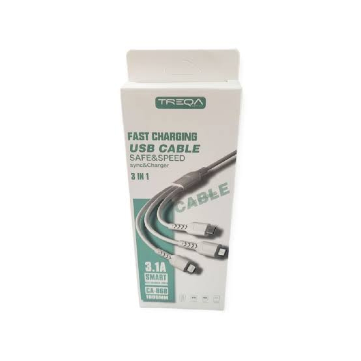 Καλώδιο Φόρτισης 3 σε 1 USB-C, Micro USB, Lightning 3.1A 1,2m Λευκό TREQA CA-868 - Image 4