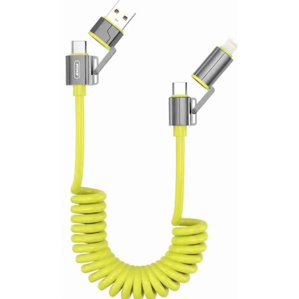 Καλώδιο Φόρτισης 4 σε 1 Σπιράλ με Type-C και Lightning 60W Πράσινο Andowl Q-SJ119