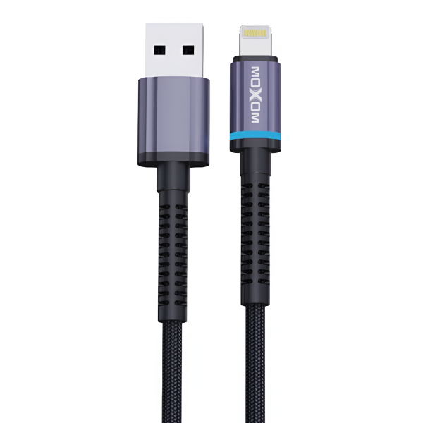 Καλώδιο Φόρτισης & Μεταφοράς Δεδομένων USB-A σε Lightning 3A με LED 1m Moxom MX-CB131