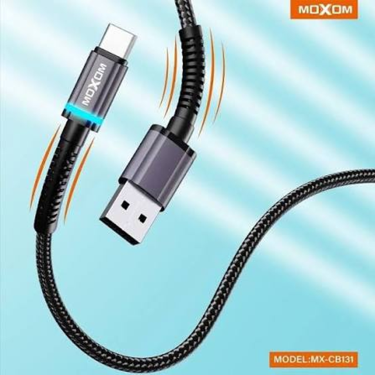 Καλώδιο Φόρτισης & Μεταφοράς Δεδομένων USB-A σε USB-C 3A με LED 1m Moxom MX-CB131 - Image 2