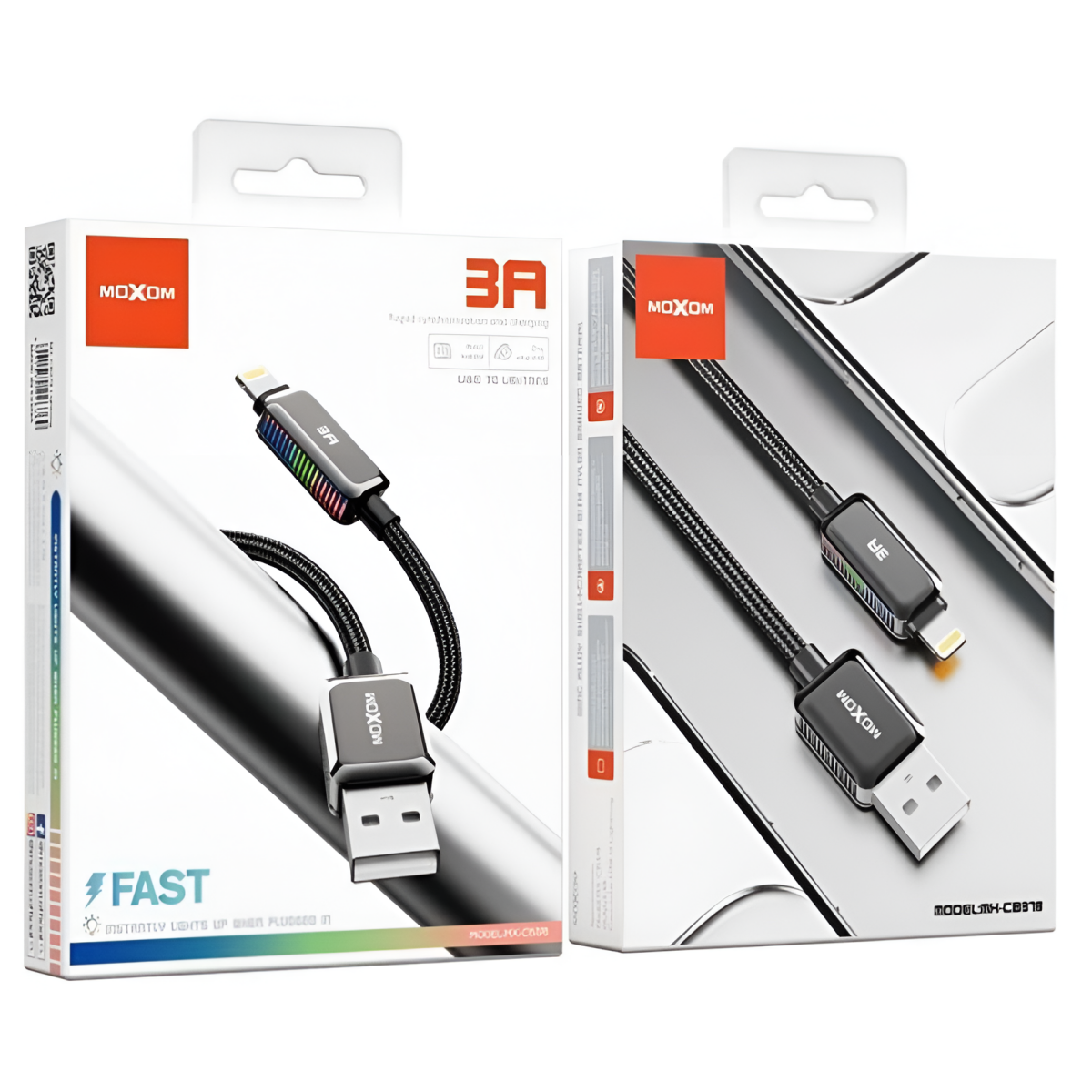 Καλώδιο Φόρτισης USB-A σε Lightning 3A με Φωτισμό LED Mοxom MX-CB378