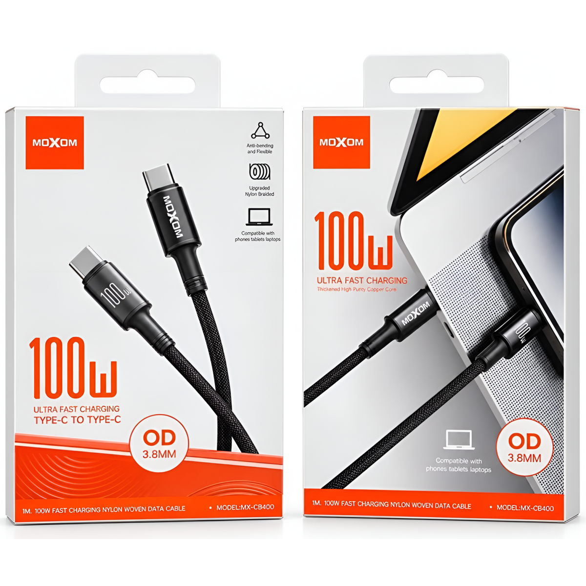 Καλώδιο Φόρτισης USB-C σε USB-C 100W 1m Moxom MX-CB400