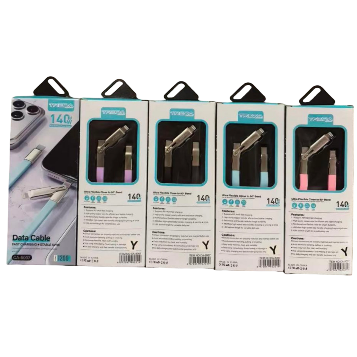Καλώδιο Ταχείας Φόρτισης USB-C σε Lightning 140W 1,5m με Εύκαμπτο Βύσμα TREQA CA-8007 - Image 5