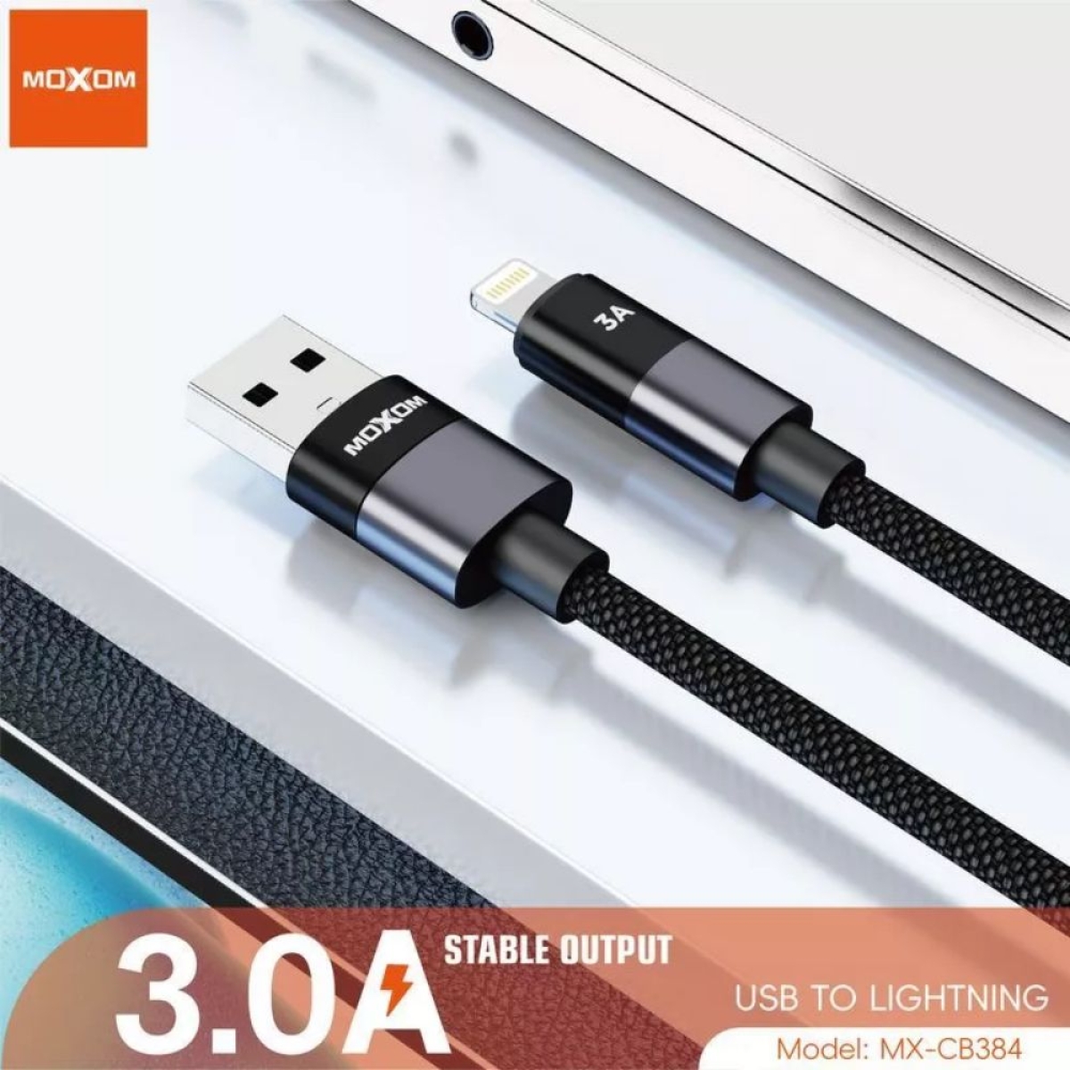 Καλώδιο USB-A σε Lightning Moxom με πλέξη Mx-Cb384