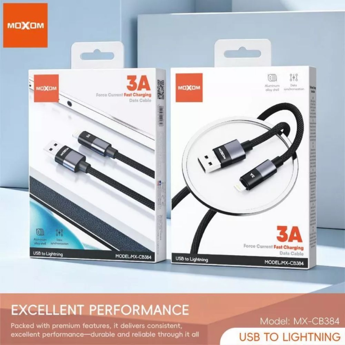 Καλώδιο USB-A σε Lightning Moxom με πλέξη Mx-Cb384