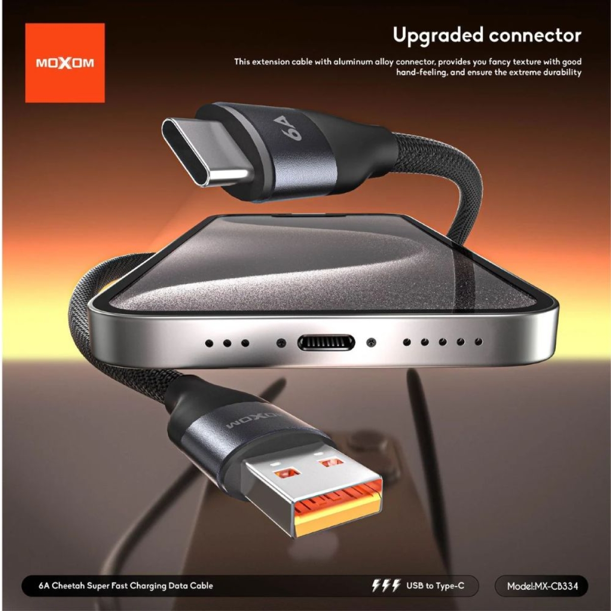 Καλώδιο USB-A σε USB-C Moxom MX-CB334 6A 1 m