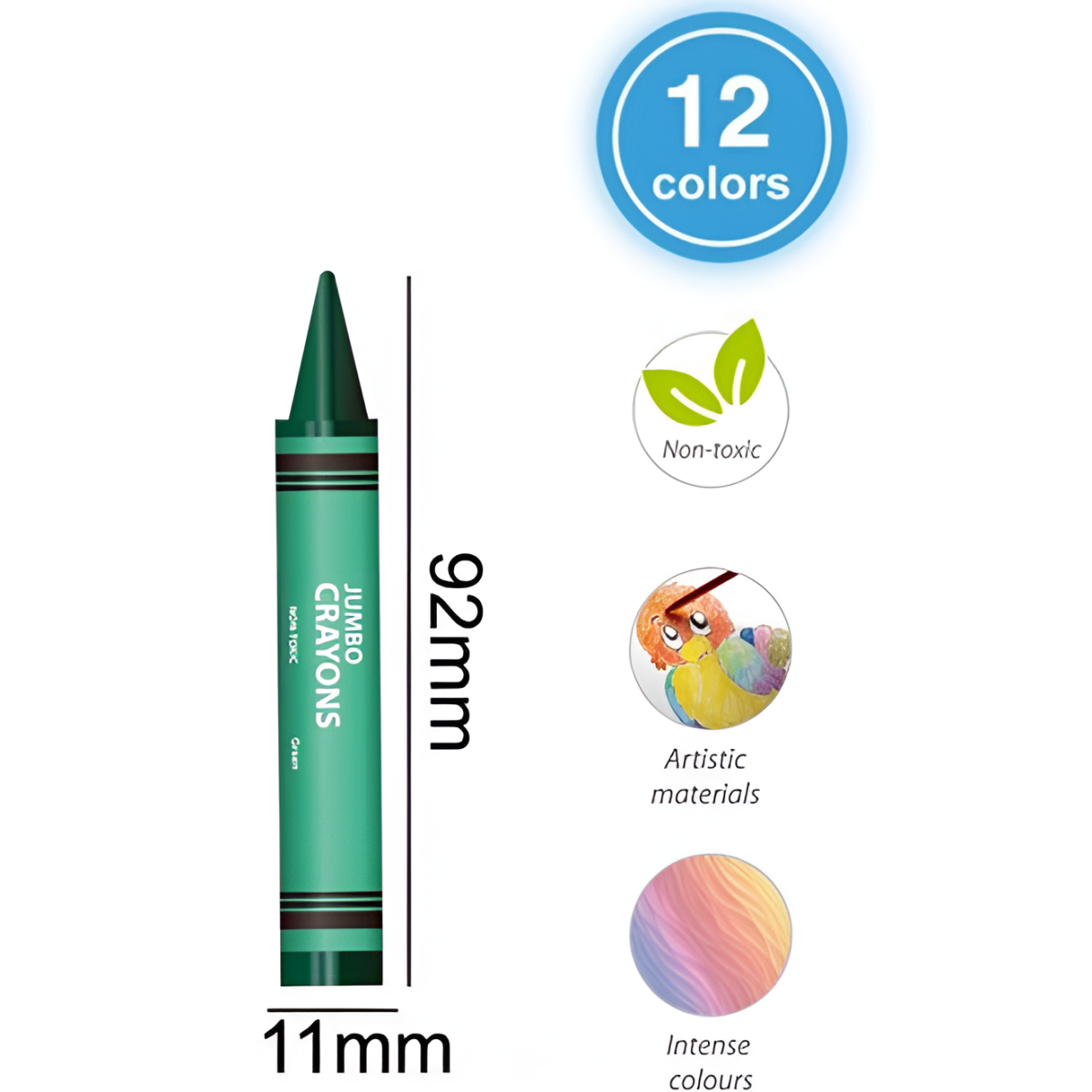 Κηρομπογιές 12 Χρωμάτων 11x92mm Motarro MP225-2