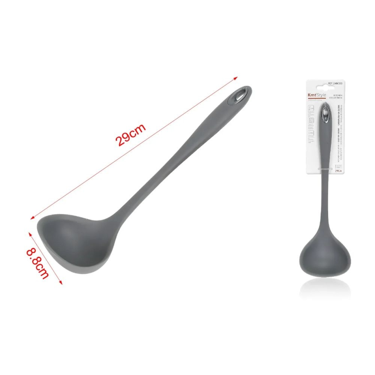 Κουτάλα σούπας σιλικόνης KmtStyle 29 × 8,8 cm – Γκρι
