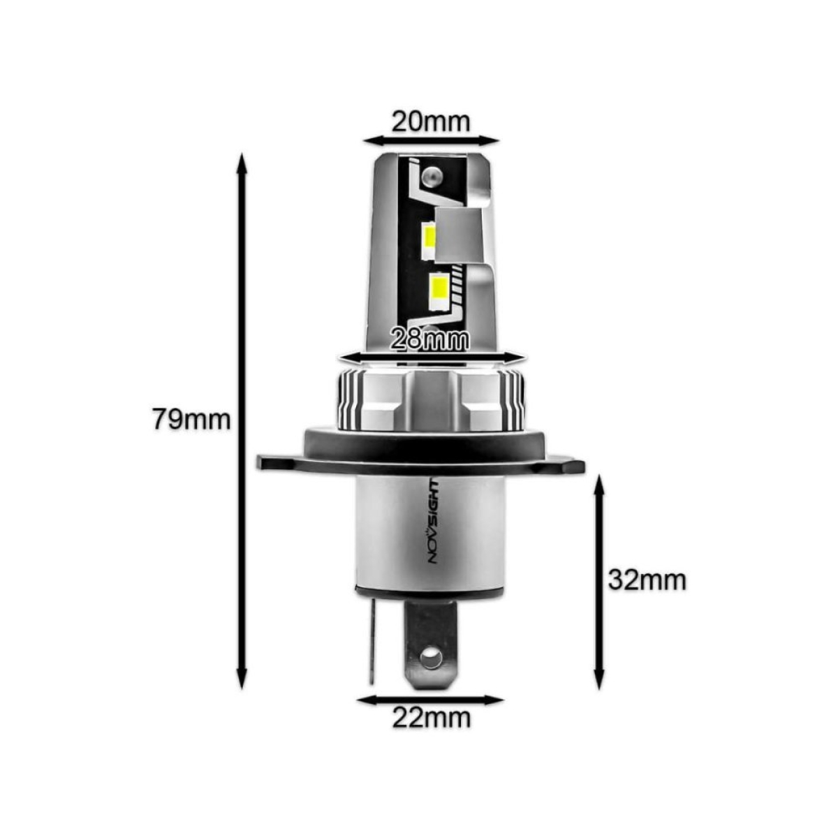 Λάμπα Αυτοκινήτου LED H4S Canbus 6500K 5000LM 12V 25W  NovSight M500 N57 - Image 3