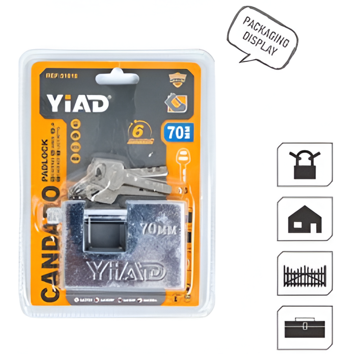 Λουκέτο Ασφαλείας 70mm με Κλειδιά YiAD 51619