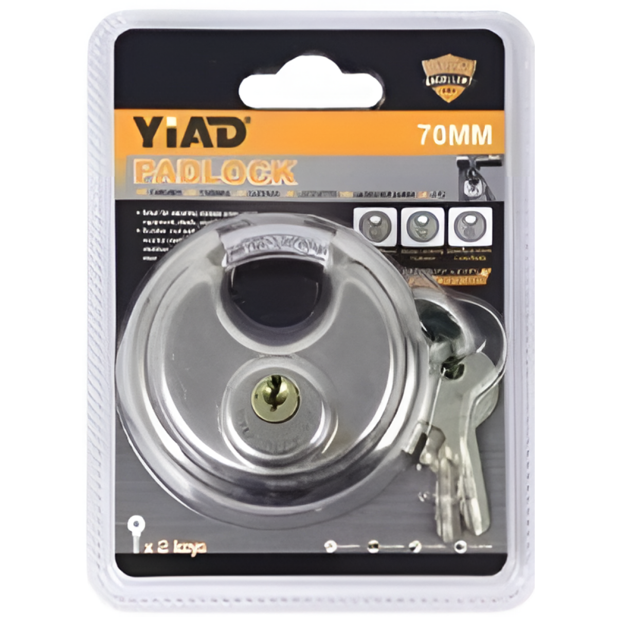 Λουκέτο Ασφαλείας Ανοξείδωτο 70mm με 2 Κλειδιά YiAD 51622