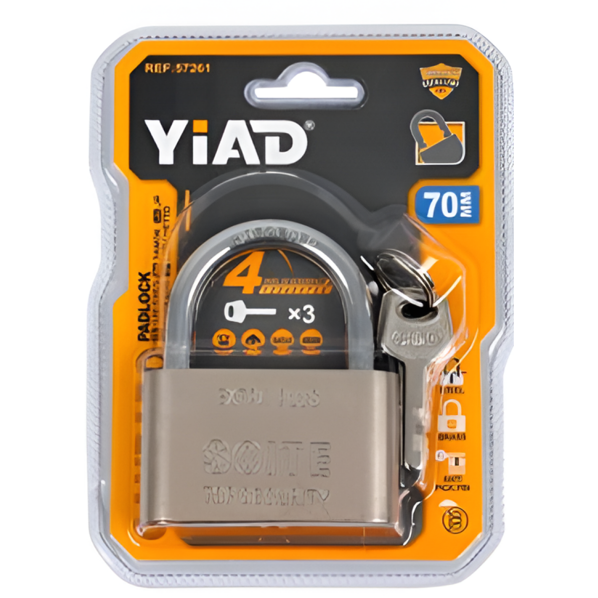 Λουκέτο Ασφαλείας Σιδερένιο 70mm με 3 Κλειδιά YiAD 57261
