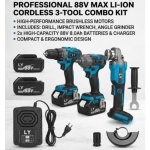 LY Tools Σετ 3 σε 1 Τροχός, Παλμικό Μπουλονόκλειδο, Κρουστικό Δράπανο με 2 Μπαταρίες 88V