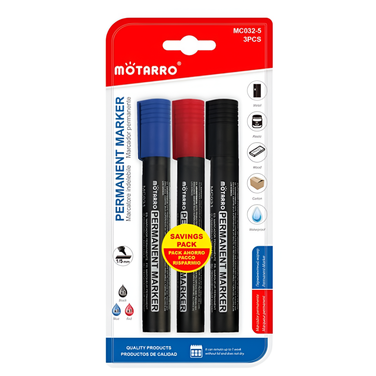 Μαρκαδόροι Ανεξίτηλοι 1-5mm Σετ 3 Τεμαχίων Motarro MC032-5