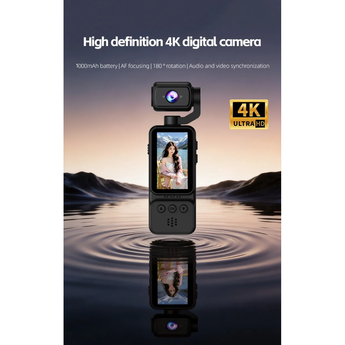 Mini Action Camera 4K με Περιστρεφόμενο Φακό 360° και Οθόνη 1.97" DV08 - Image 4