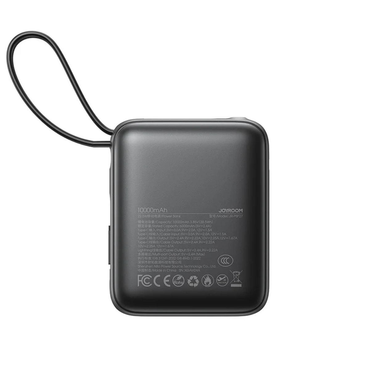 Mini Power Bank 10000mAh 22.5W με Ενσωματωμένα Καλώδια USB-C & Lightning Joyroom JR-PBF27 - Image 6