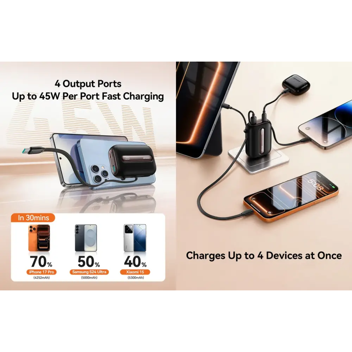 Mini Power Bank 20000mAh 45W με Ενσωματωμένα Καλώδια USB-C & Lightning Joyroom JR-L012 Ultra - Image 3