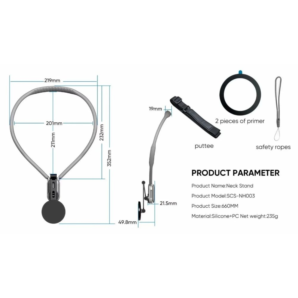 Neck Phone Holder NH001 Βάση – Κινητού Λαιμού Μαγνητική Flexible